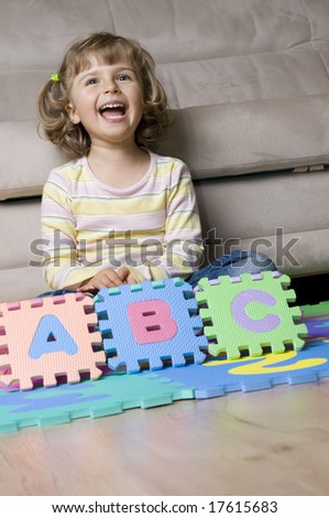 Early alphabet education with multicolor letter