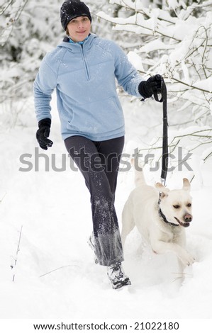 Running with dog at winter time
