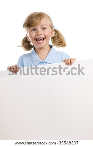 blank sign in sheet. girl holding a lank sign