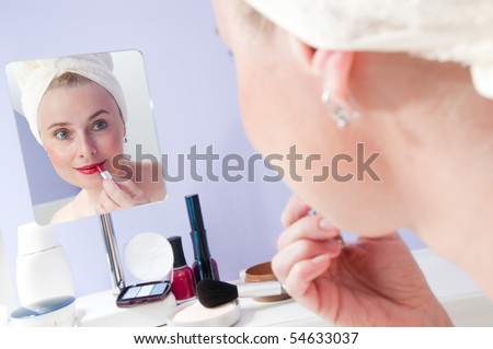 Woman with red lipstick