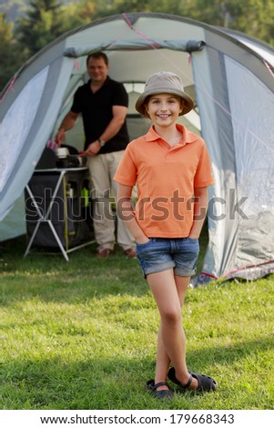 Summer in the tent - family on the camping
