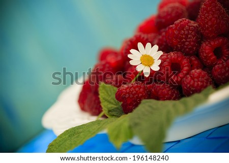 Raspberry, fruits - fresh raspberries from garden