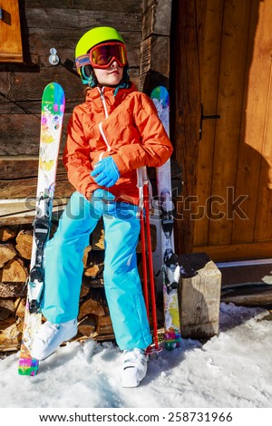 Ski, winter vacation, snow - girl enjoying ski vacations in Swiss Alps