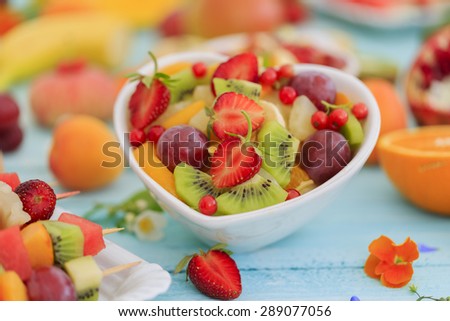 Diet, healthy fruit salad - healthy breakfast, weight loss concept
