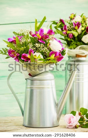 Bouquets of colorful flowers