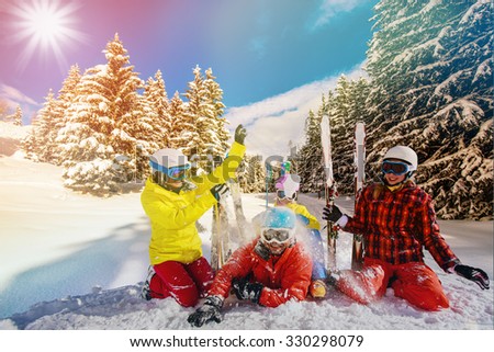 Ski, winter, snow - family enjoying winter vacation