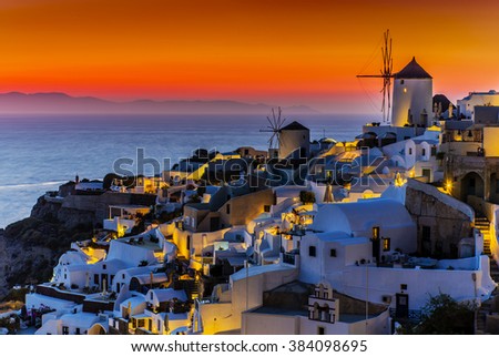 Santorini, Greece - Oia at sunset