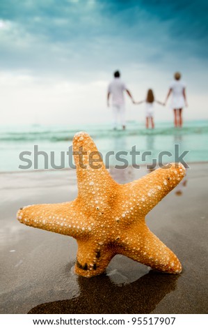 Summer vacation - portrait of  family at the beach