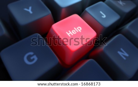 Red help computer keypad