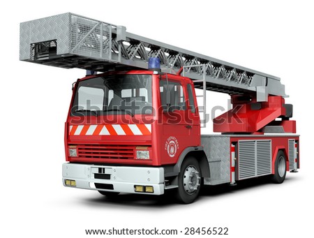 stock photo 3d illustration of a fire truck