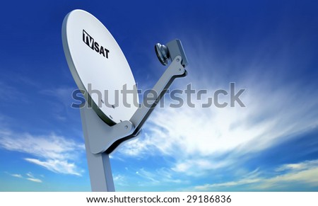 TV satellite dish over blue sky