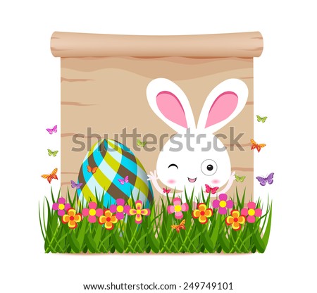 easter egg and bunny of spring with paper