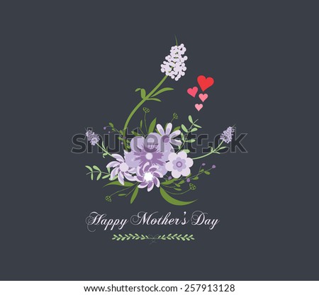 Happy mothers day with flower purple