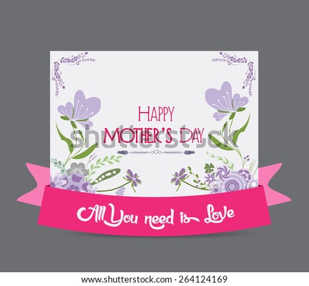 happy mother day greeting card flower purple