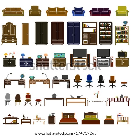 Furniture icons set Furniture icons set
