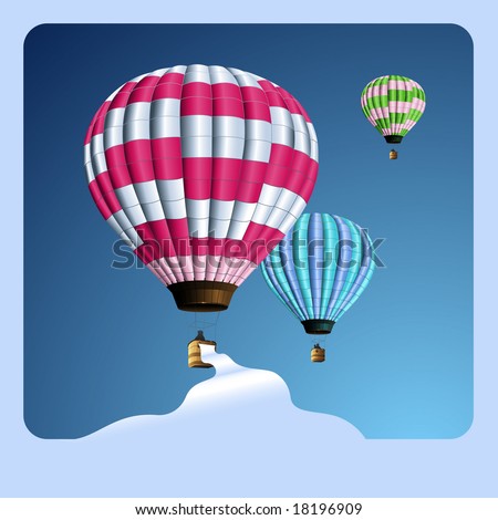 lollipop-colored air balloons with banner for your text