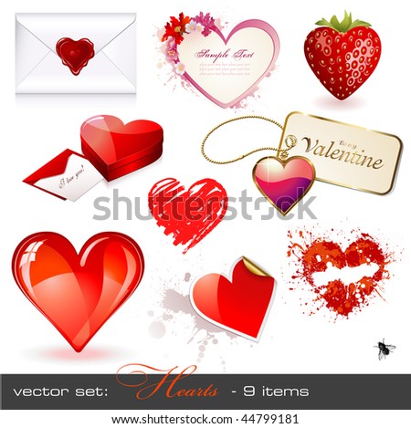 vector set: hearts - 9 Valentine's design elements