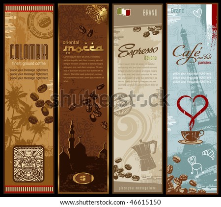 coffee around the world - set of four banners