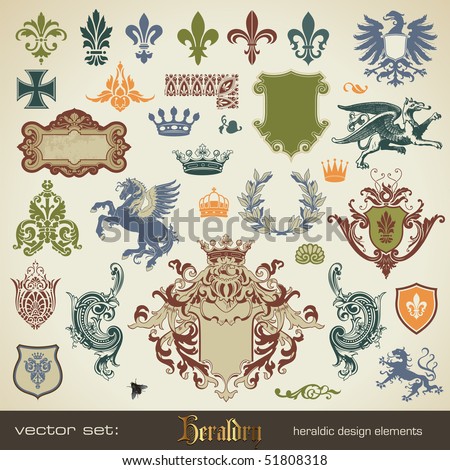 vecor set heraldry bits and pieces for your heraldic design projects vecor set heraldry bits and pieces for your heraldic design projects