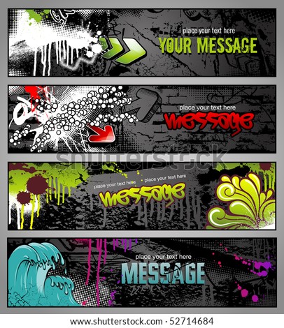 set of four graffiti style grungy urban banners
