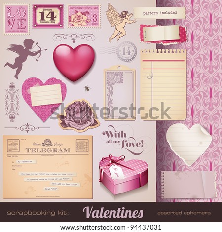 Logo Design  on Scrapbooking Kit  Valentines   Romantic Ephemera And Design Elements