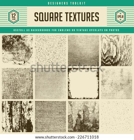 set of 12 detailed vector textures - from subtle halftones to heavily distressed wood and wall textures