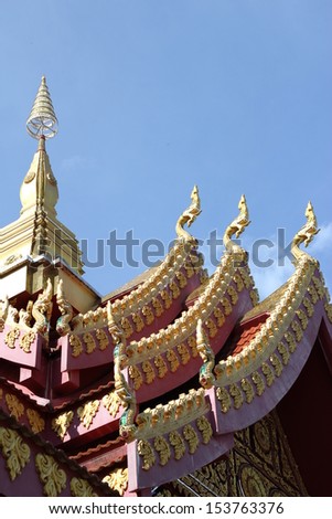 Gable apex on Thai temple roof.