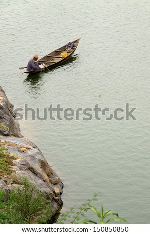 Fishermen in a canoe