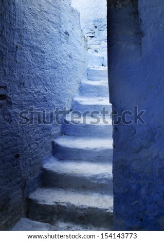 Chefcohuen house Stairs in the North of Morocco