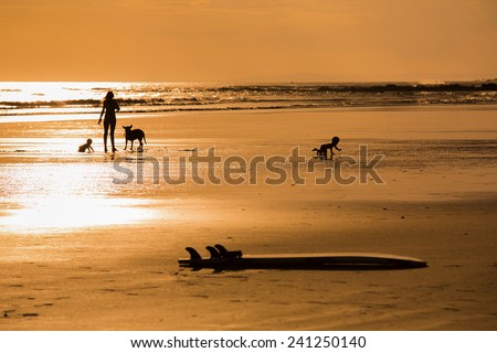 surf table and family on the beach