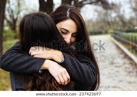 Girl hugging her best friend