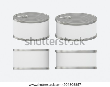General can  packaging  with white blank label  for food product like tuna ,  sardine or pet food, ready  for  your design or artwork, clipping path included
