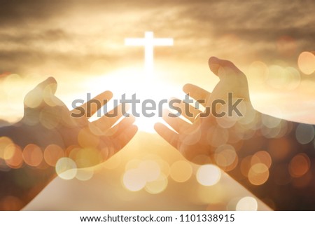 Christian man with open hands worship christian.