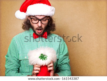 Santa Claus with the socks of the presents
