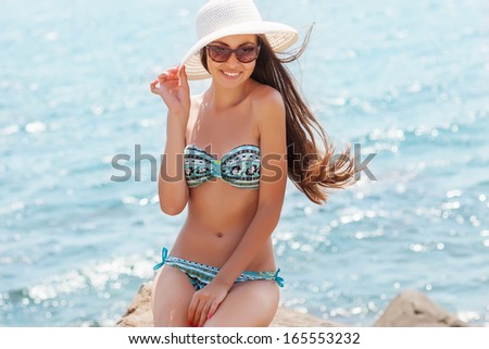 Beach Woman Laughing Having Fun In Summer Vacation Holidays.