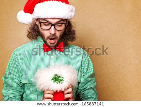 Santa Claus with the socks of the presents