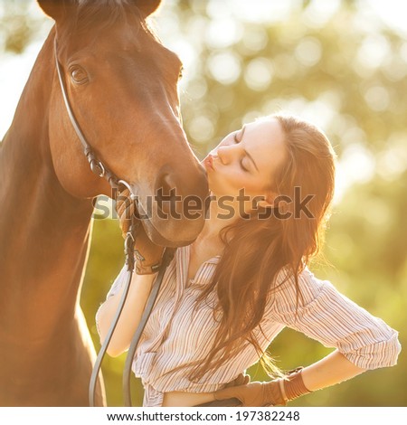 Beautiful woman and horse