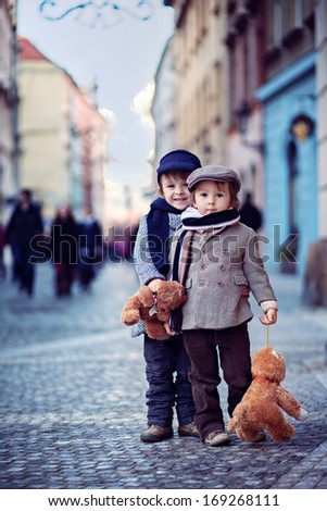 Portrait of two boys in the center of Prague Portrait of two boys in the center of Prague