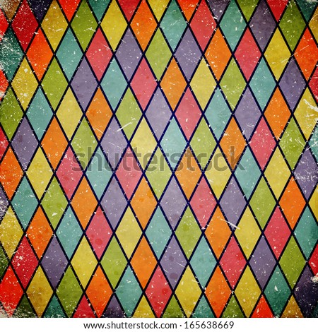 colorful grunge background with harlequin pattern