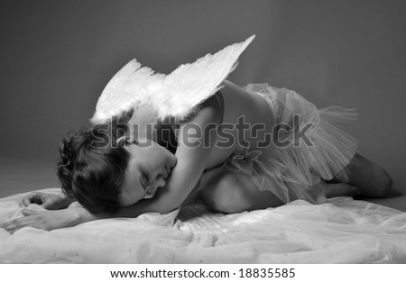 Beautiful girl of -Angel, falling off skies