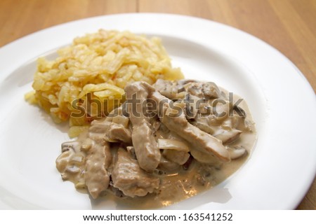 Veal Zurich style with rosti potatoes Switzerland Food