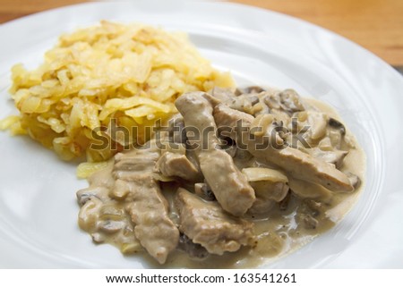Veal Zurich style with rosti potatoes Switzerland Food