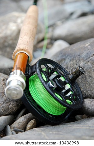 clipart fishing pole. stock photo : Fly fishing rod