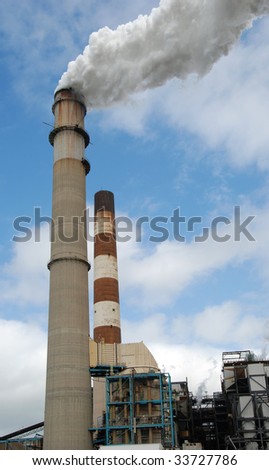 Smoke stack on a coal burning power plant