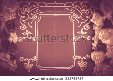 Vintage roses background with vintage wooden board