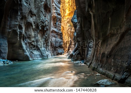 Wall Street - Virgin River, Zion National Park. The light at the end of the tunnel.