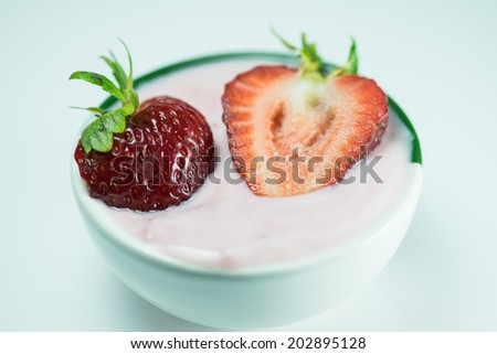 Strawberry yogurt with with fresh fruits and healthy fresh strawberry yogurt