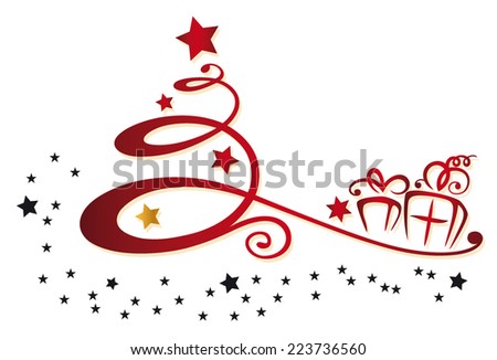 Colorful Christmas decoration christmas tree and stars Colorful Christmas decoration christmas tree and stars