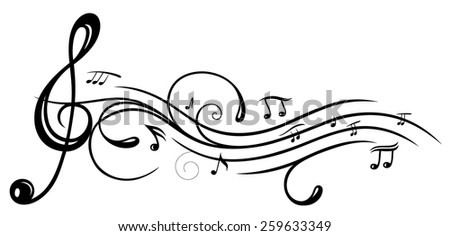 Music sheet with clef and Music notes