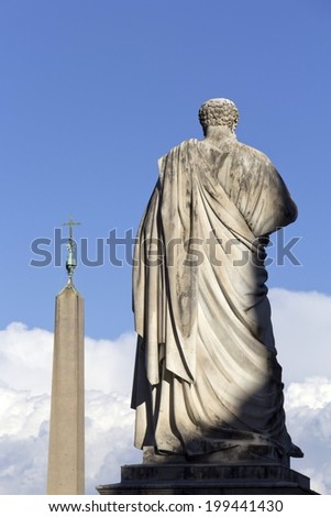 Back of Statue of St. Peter in St. Peters Square (Rome, Italy)